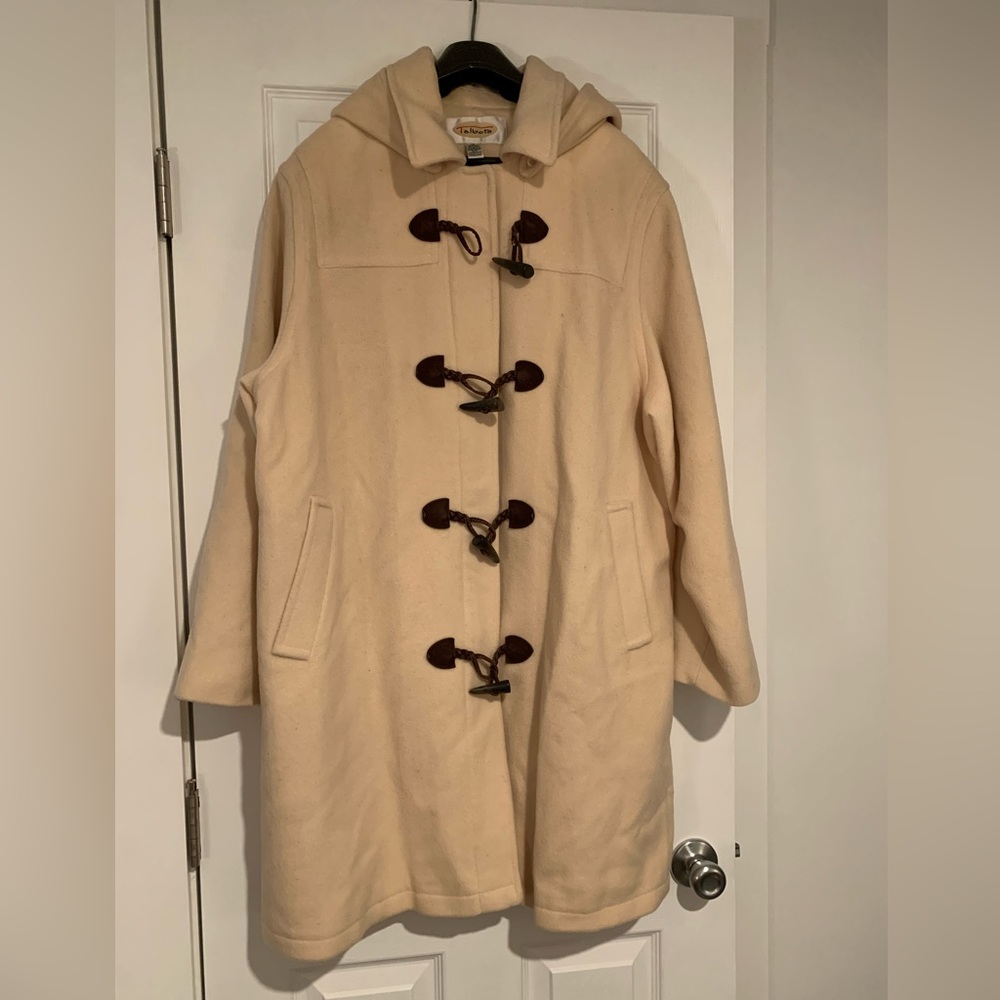 Talbots 100 % wool cream duffle coat size 16